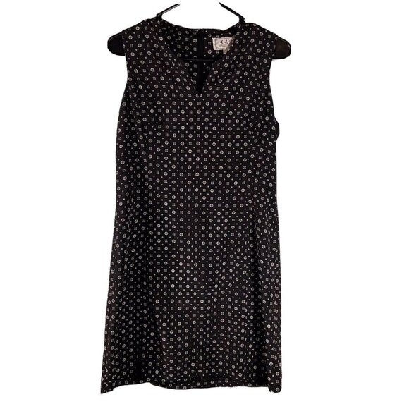 Technology Art Dress Large A line Short Geometric Black Cream Sleeveless Career - Picture 1 of 8